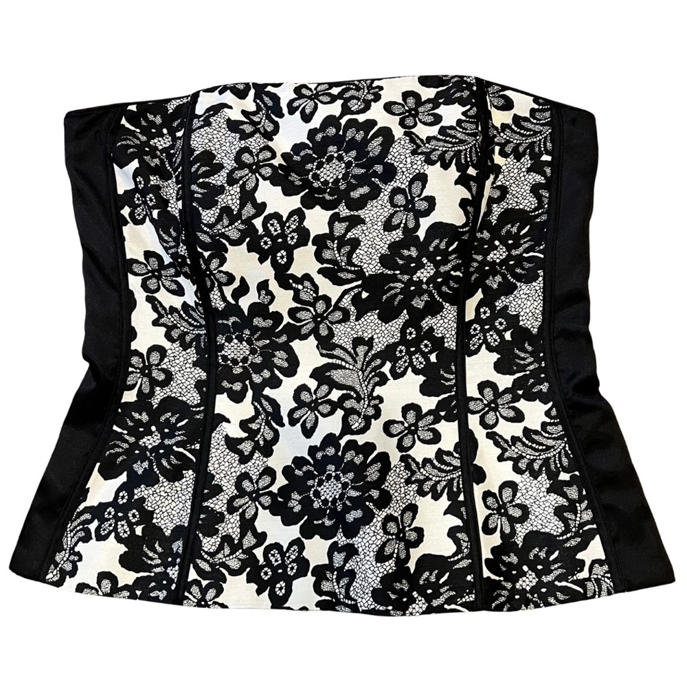 White House Black Market white and black satin bustier